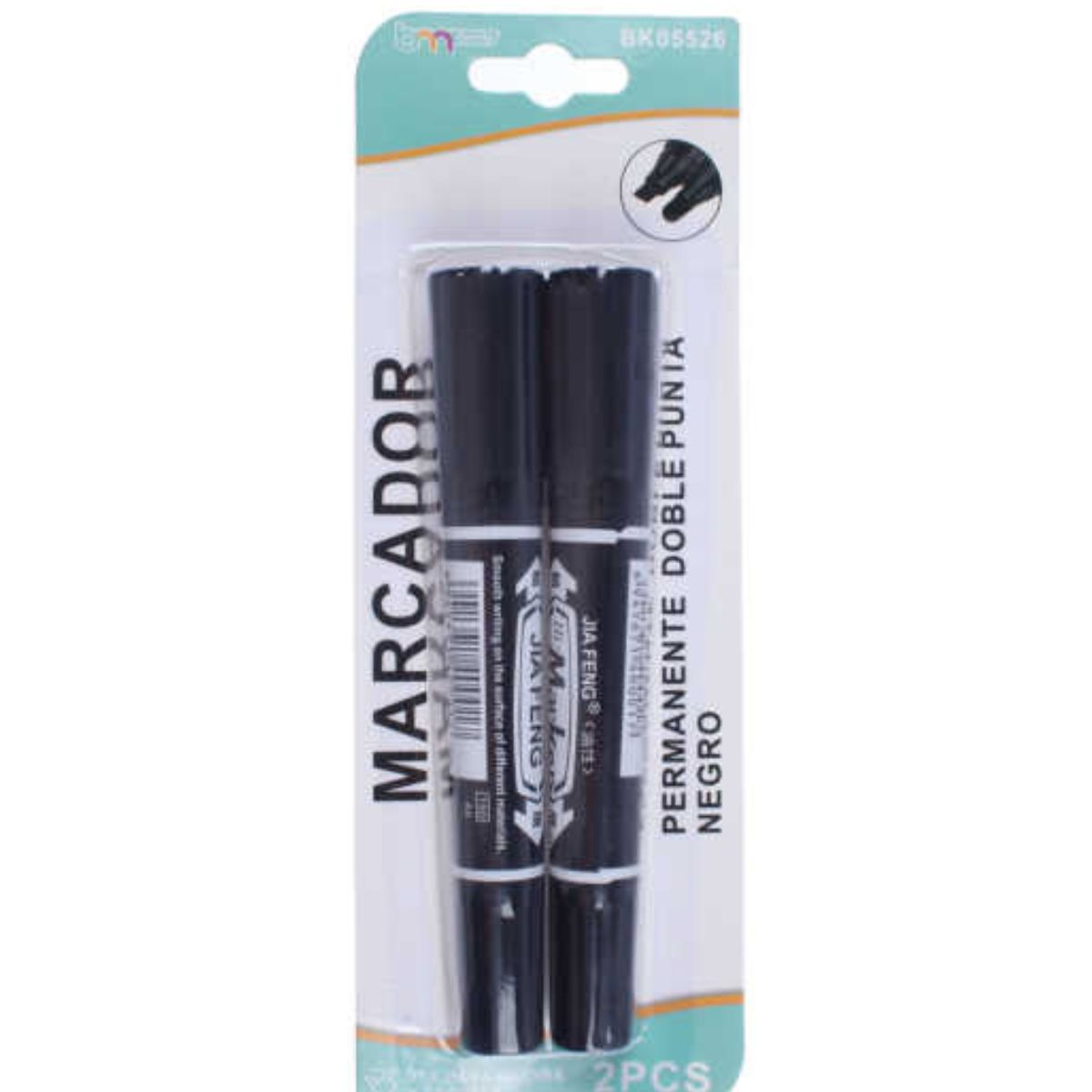 Marcador Permanente Doble Punta Negro - Set de 2 Pcs