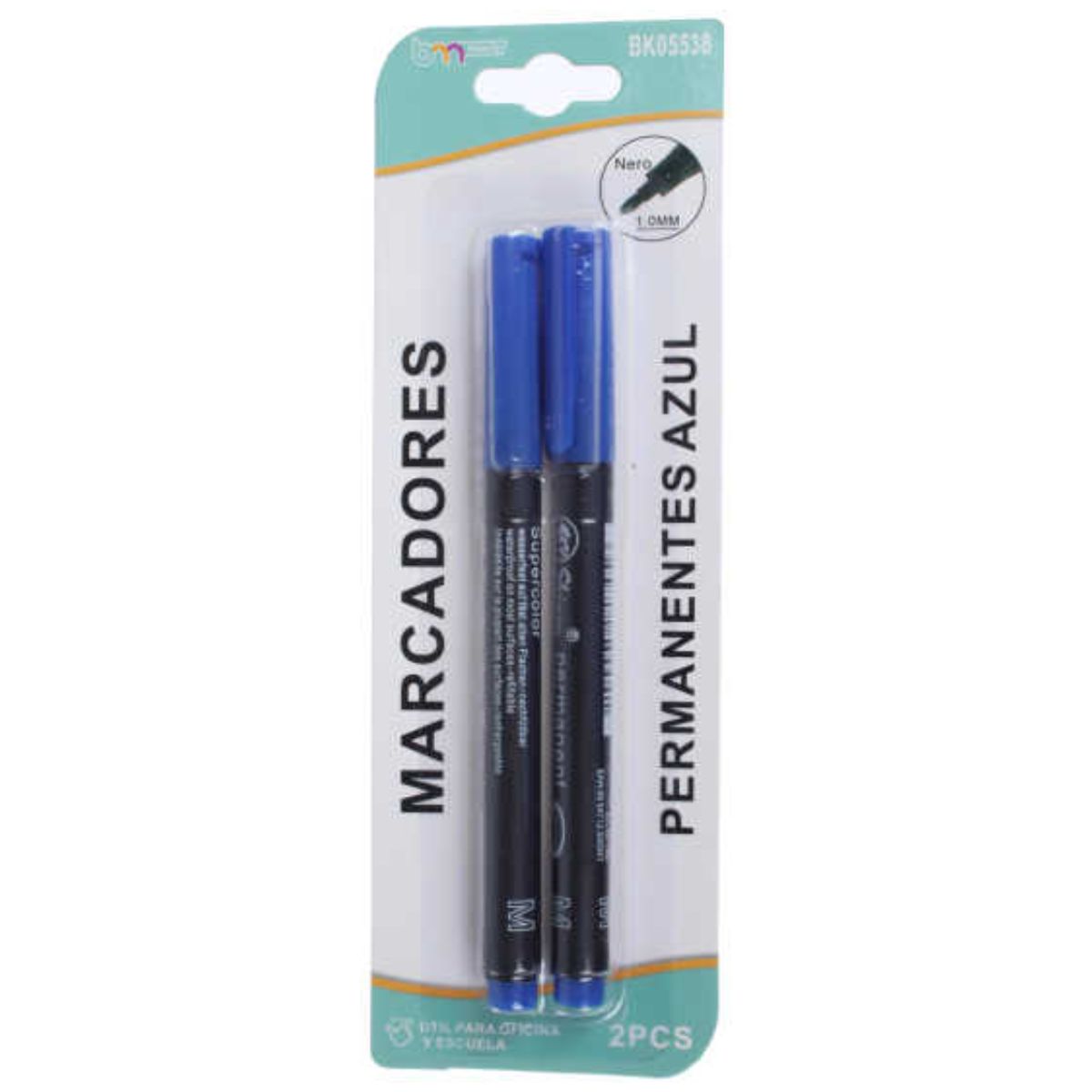 Marcadores Permanentes Azules de 14 cm - Set de 2 Pcs con Punta de Fieltro