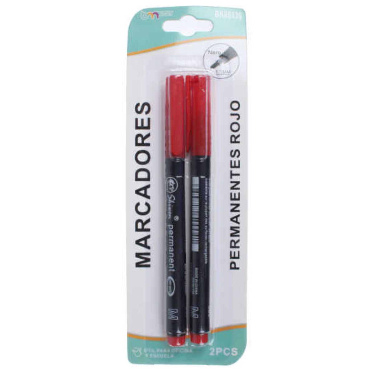 Marcadores Permanentes Rojos de 14 cm - Set de 2 Pcs con Punta de Fieltro