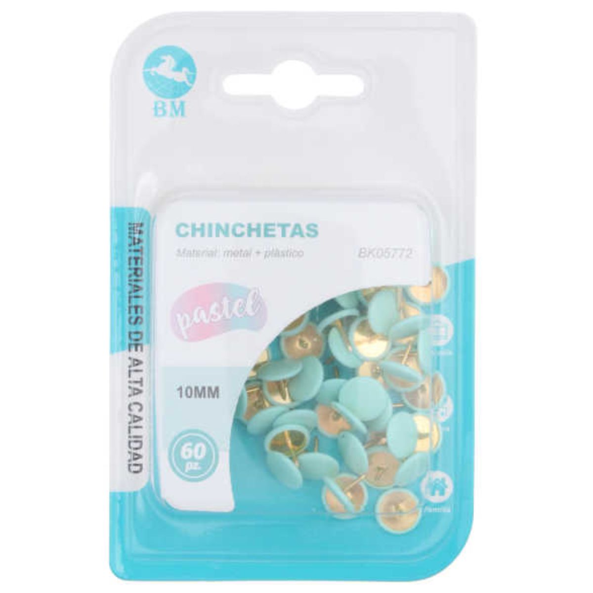 Chinchetas de Plástico - Paquete de 60 Piezas, Coloridas y Resistentes para Oficina y Manualidades