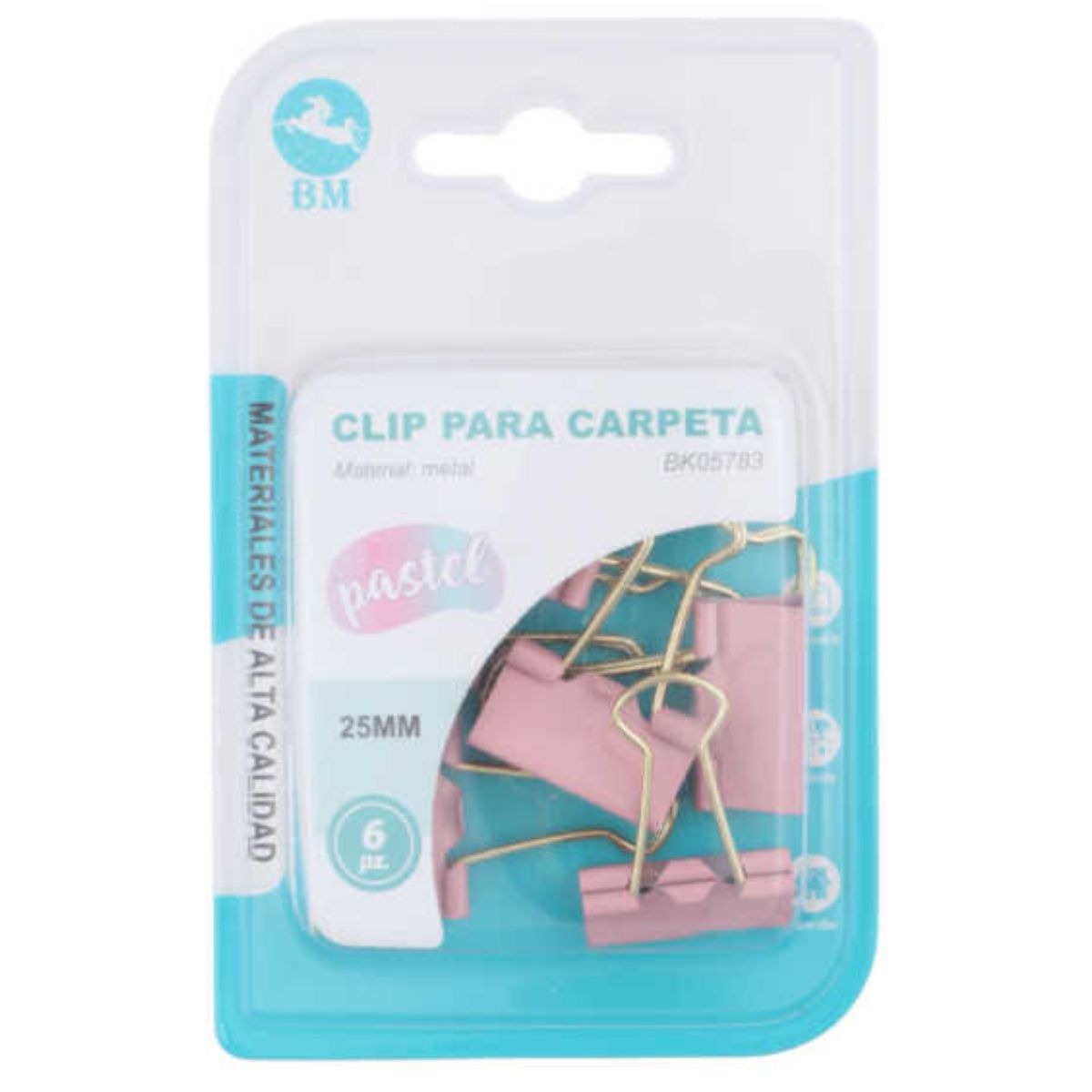 Clip Largo de Colores para Carpeta, 25mm, 6 Piezas - Perfecto para Sujetar Documentos