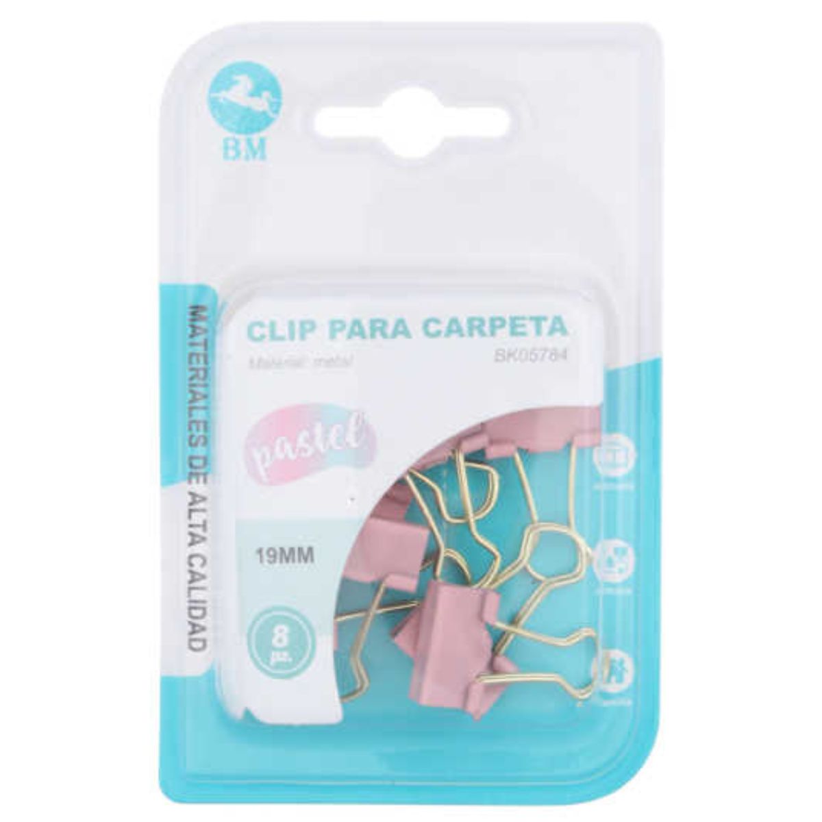 Clip Largo de Colores para Carpeta, 19mm, 8 Piezas - Perfecto para Sujetar Documentos