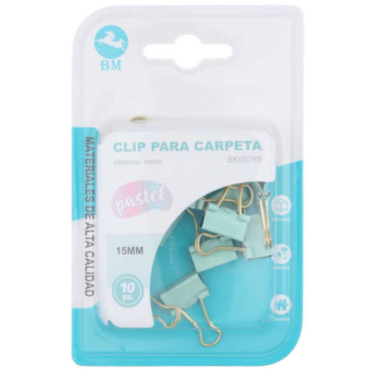 Clip Largo de Colores para Carpeta, 15mm, 10 Piezas - Perfecto para Organizar Documentos