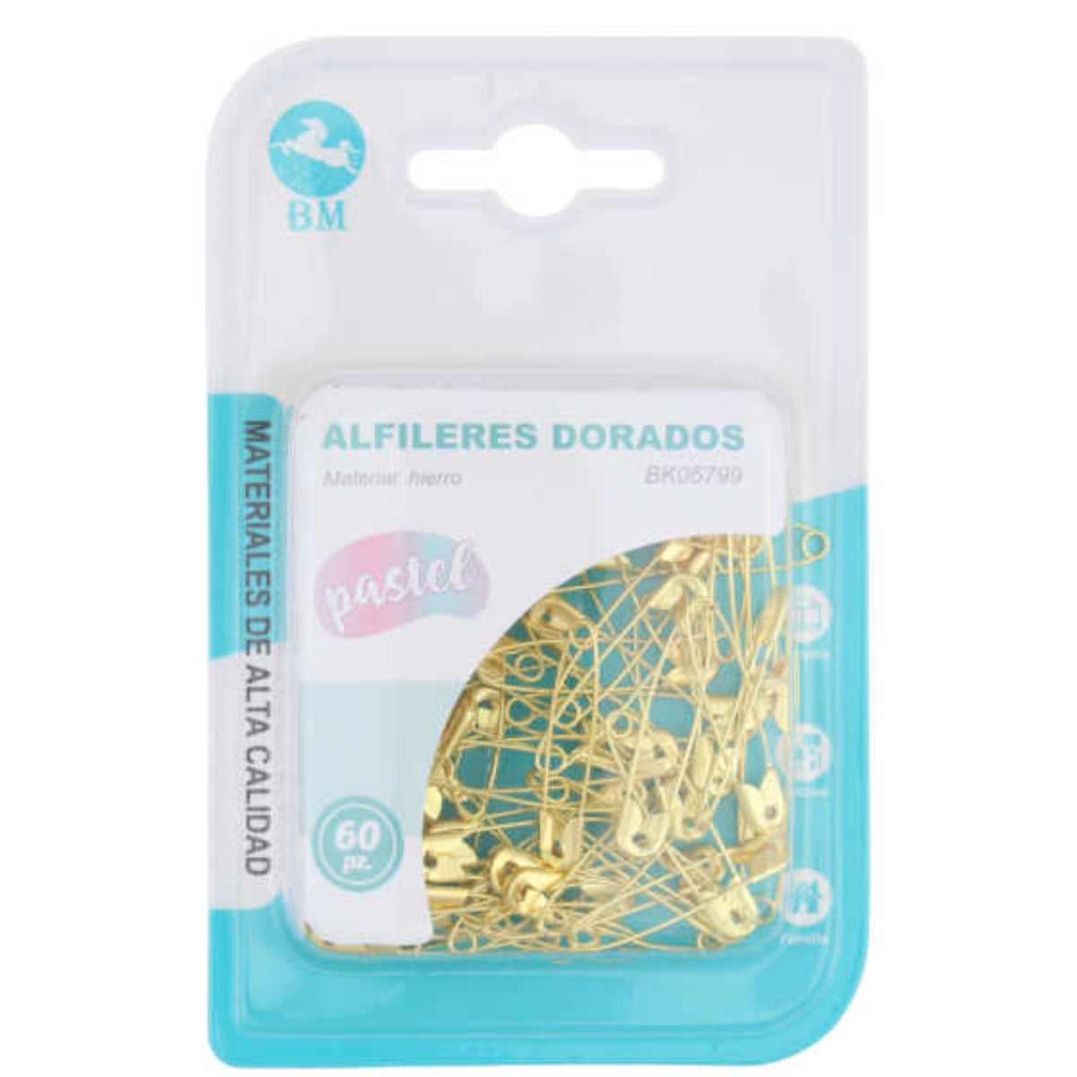 Alfileres Dorados 1#, 60 Piezas, Ideales para Manualidades y Decoración