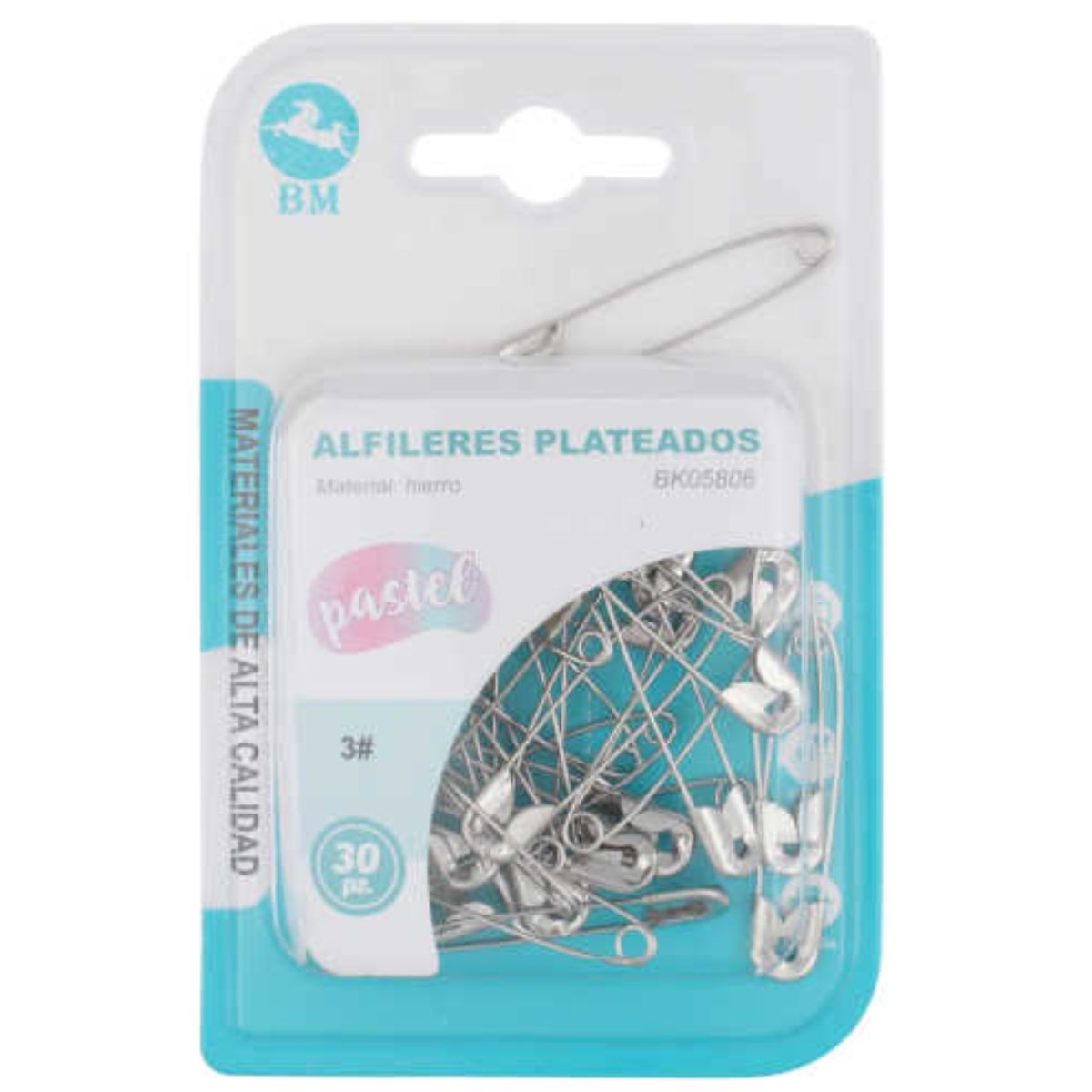 Alfiletero de Acero Plateado 3#, 30 Piezas, Ideal para Sujetar Ropa y Tela