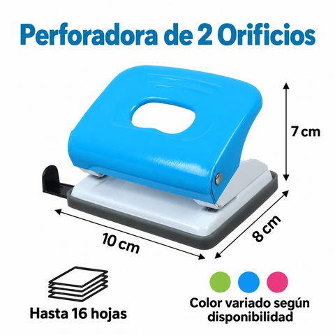 Medidas de perforadora para 16 hojas color variado