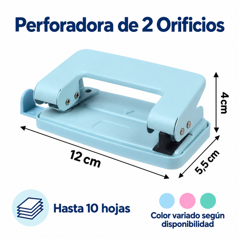 Medidas de perforadora para 10 hojas color variado