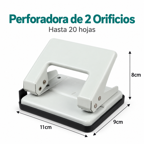 Medidas y características de perforadora para 20 hojas
