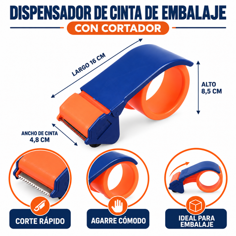 Medidas del dispensador de cinta para rollos de 4,8 cm