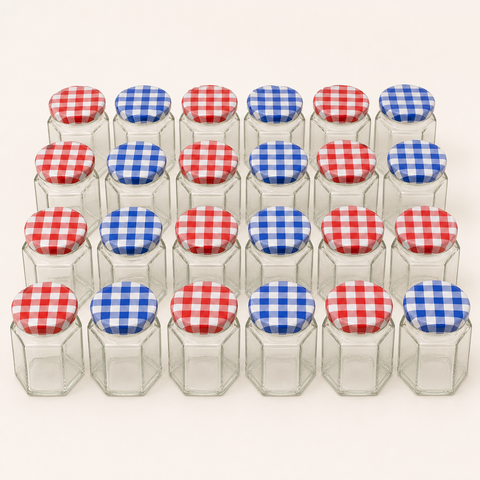 Pack de 24 frascos hexagonales de vidrio de 100 ml