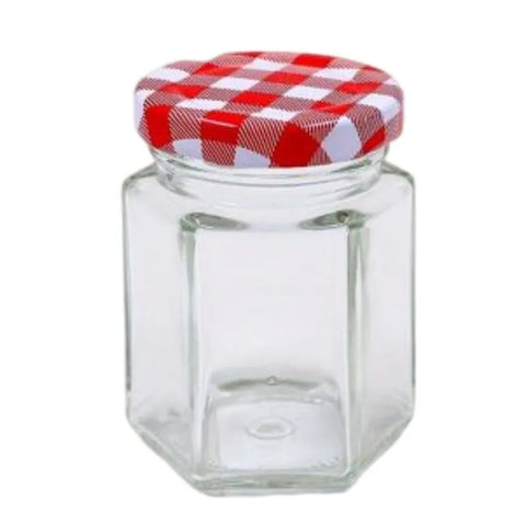 Frasco Conservero Hexagonal de Vidrio 100 ml con Tapa Metálica Color Variado