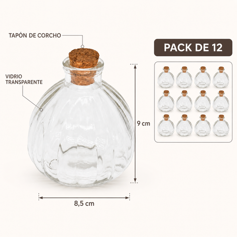 Medidas y características del frasco de vidrio calabaza de 200 ml en pack de 12