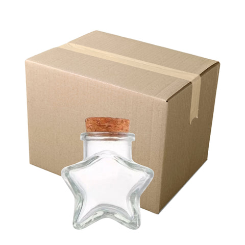 Embalaje de 108 Frascos de Vidrio 150 ml con Forma de Estrella y Tapa de Corcho