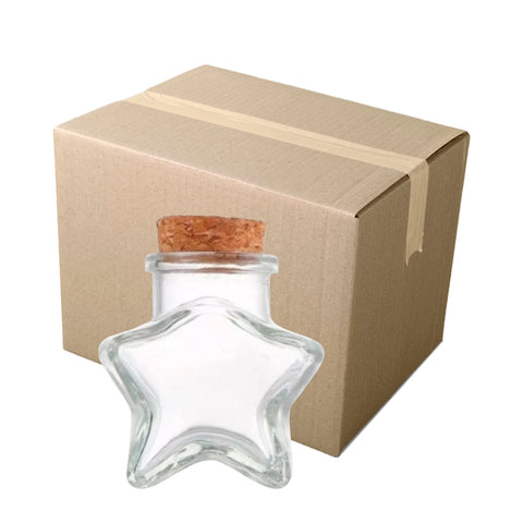 Embalaje de 72 Frascos de Vidrio 380 ml con Forma de Estrella y Tapa de Corcho