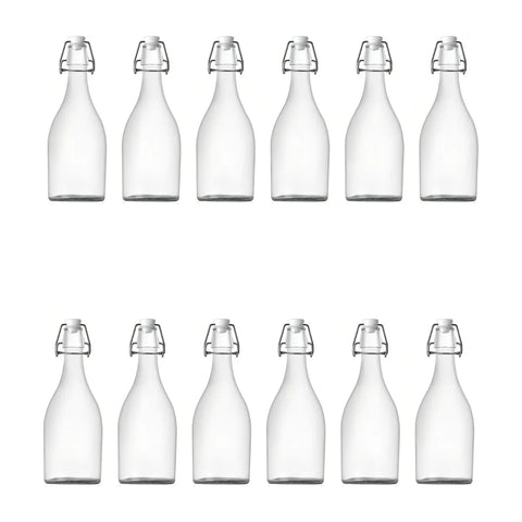Caja de 12 Botellas de Vidrio Tapa Hermetico Jugos 1000ml Color Transparente