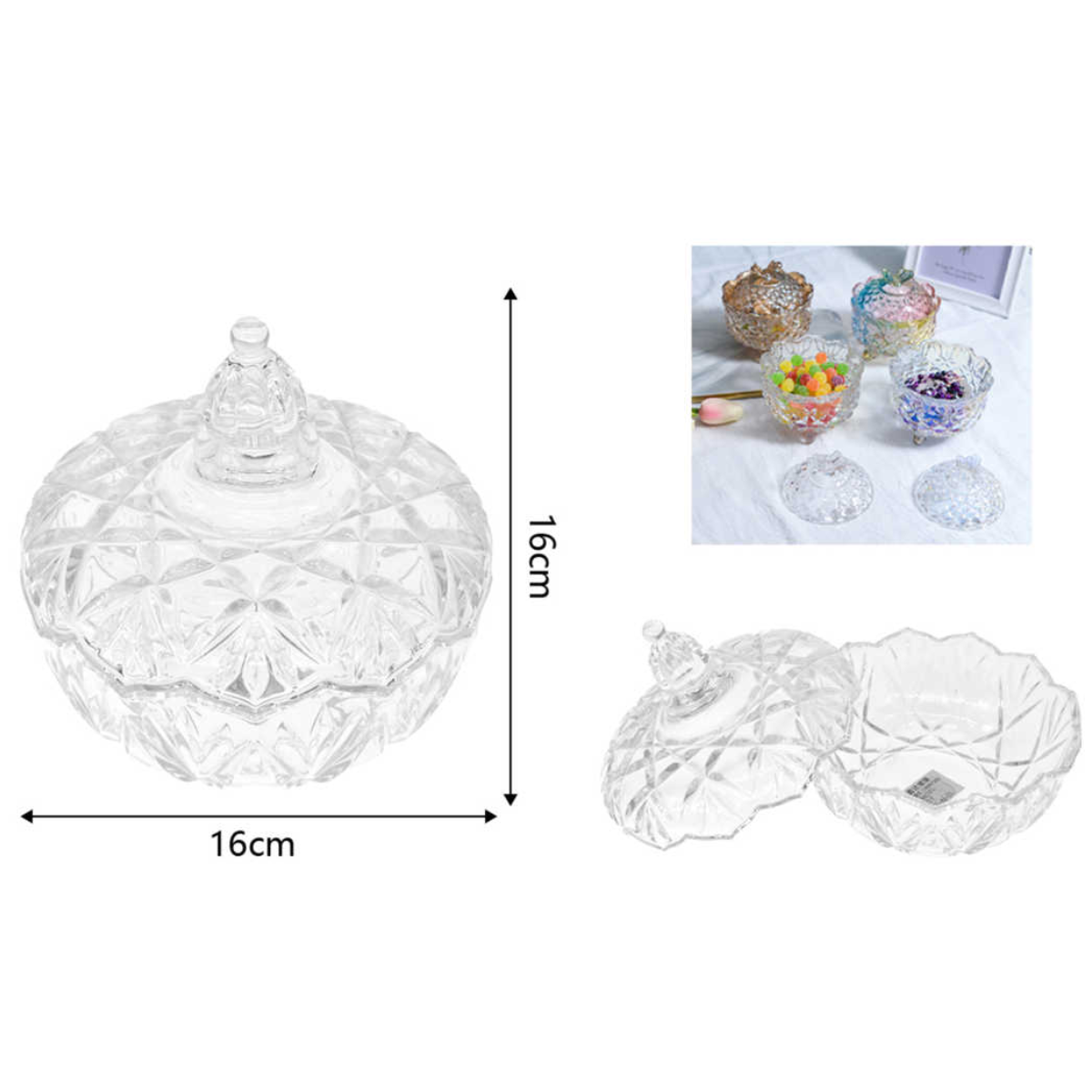 Frasco De Vidrio Decorativo Con Tapa 16cm