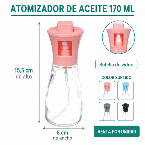 Medidas del atomizador de aceite de vidrio 170 ml