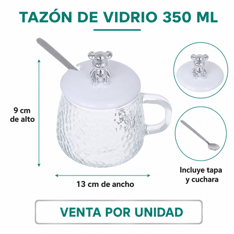 Medidas del tazón de vidrio 350 ml vendido por unidad