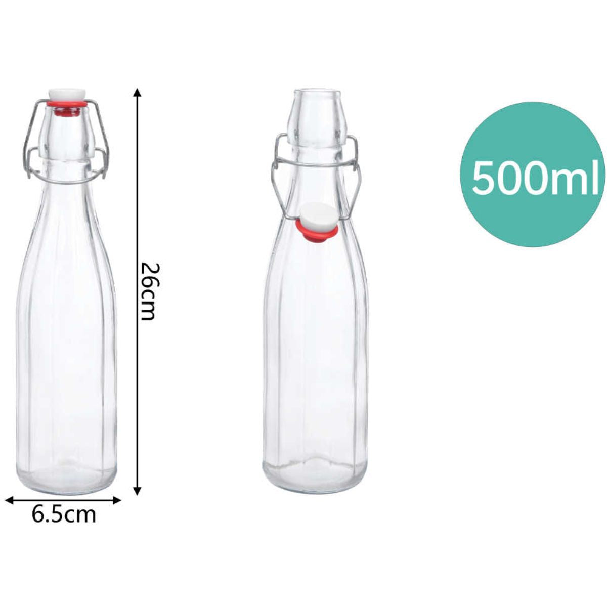 Botella de Vidrio 500ml 12P Lock para Almacenaje