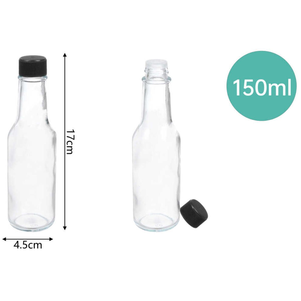 Botella de Vidrio 150ml para Salsa, Esencias o Condimentos