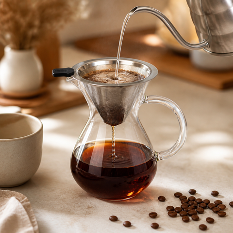 Preparación de café filtrado con cafetera pour over de 400 ml