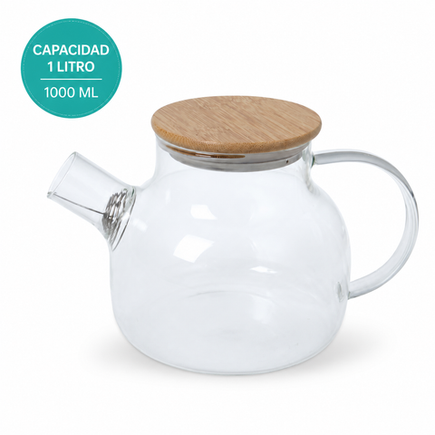 Tetera de vidrio con capacidad de 1 litro o 1000 ml