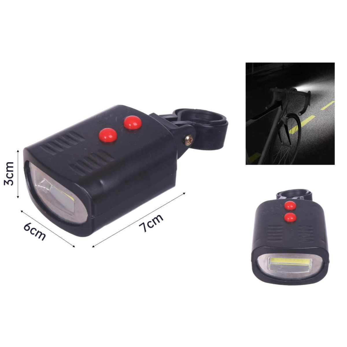 Luz de Claxon y Luz COB SF-038 para Bicicleta - Multifuncional y Brillante