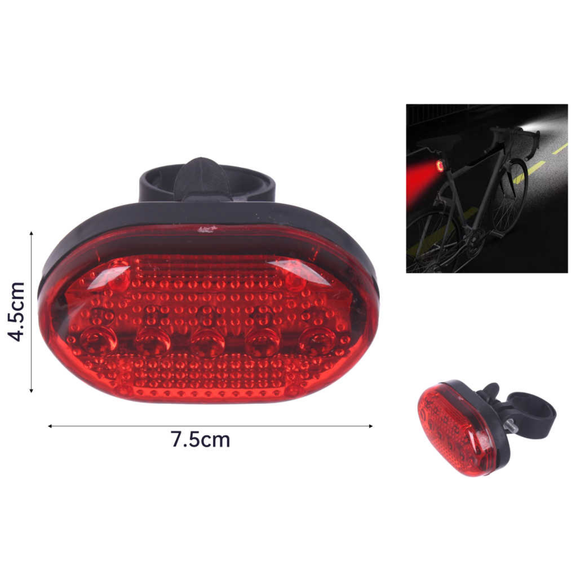 Luz Trasera para Bicicleta J-RT08 - 5 LED Rojos