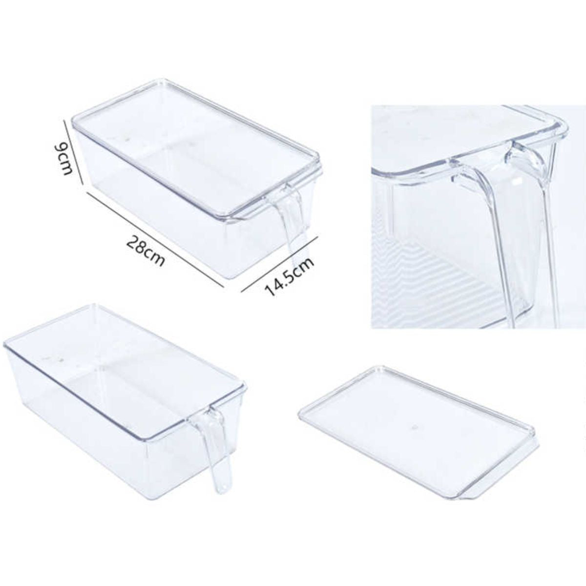 Caja de Almacenamiento con Tapa y Base Adhesiva para Refrigerador - Modelo A-9512-1, 32x15x9 cm