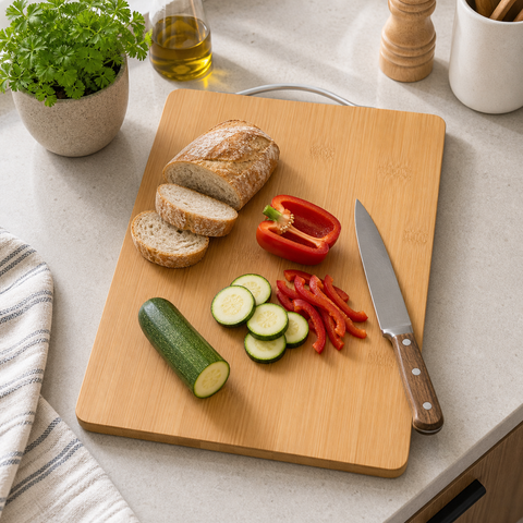 Tabla de Cortar de Bambú Listada 40x30x1,7 cm | Cocina y Preparación de Alimentos