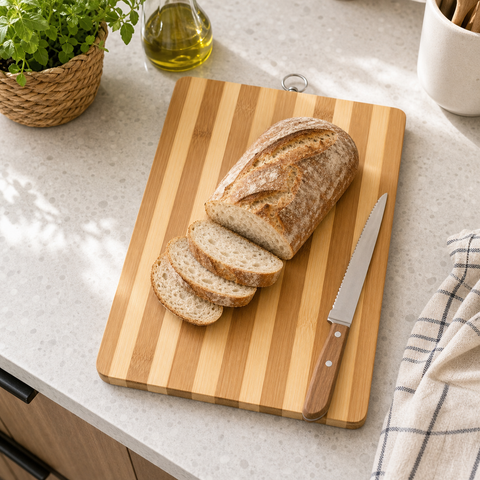 Tabla de Cortar de Bambú Listada 26x36x1,7 cm | Cocina y Preparación de Alimentos