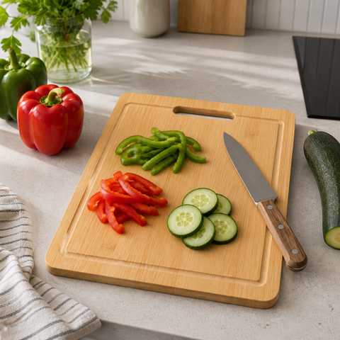 Tabla de Cortar de Bambú Listada 38x28x1,4 cm | Cocina y Preparación de Alimentos