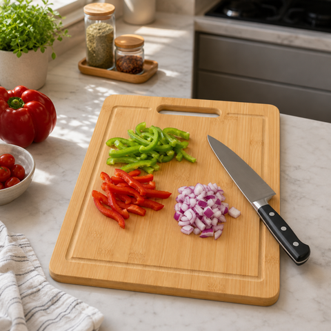 Tabla de Cortar de Bambú Listada 40x30x1,4 cm | Cocina y Preparación de Alimentos