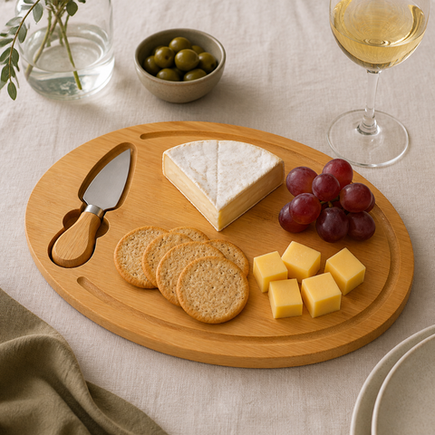 Tabla de Bambú para Quesos y Aperitivos 20x30x1,5 cm | Tabla para Servir y Picoteo