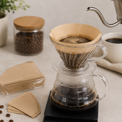 Filtro de Papel Kraft Desechable para Café x100 | Goteo y Pour Over | Super Premium