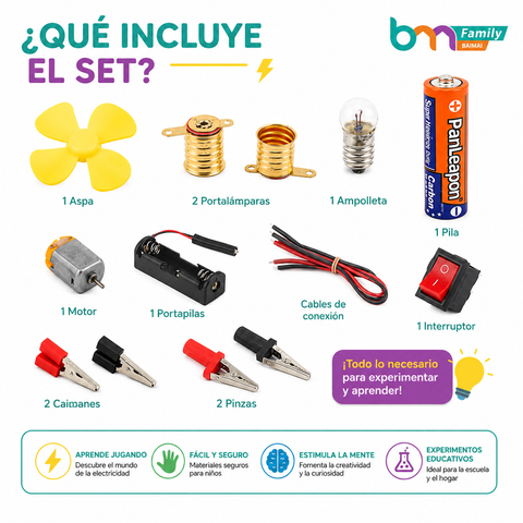 Kit Circuito Eléctrico Educativo STEM para Niños – Aprende Ciencia Jugando