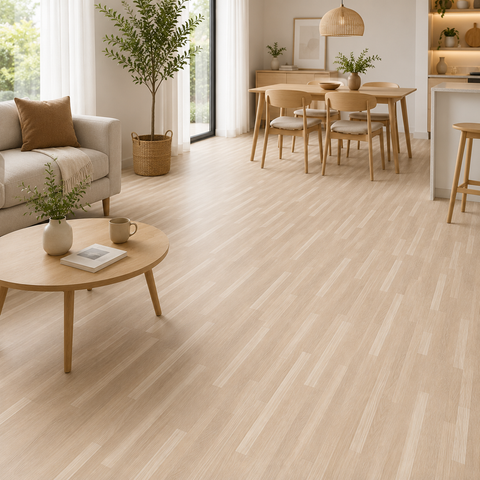 Piso Vinílico Autoadhesivo Roble Nórdico Beige Claro Caja 36 Láminas
