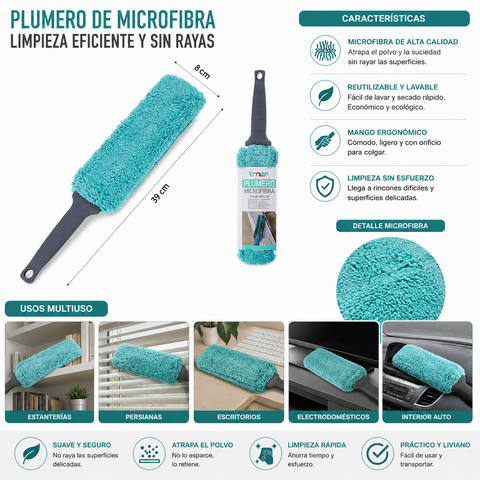 Plumero Plano de Microfibra Multiuso | Atrapa el Polvo sin Dispersarlo