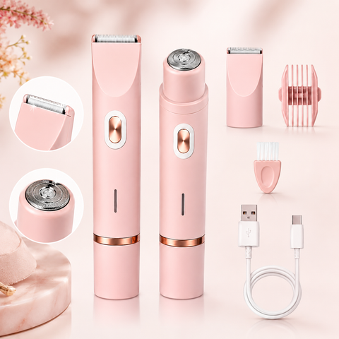 Depiladora Eléctrica Facial 2 en 1 Recargable USB para Mujer Rosa y Lila