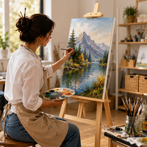 Atril de Pintura de Madera de Pino Ajustable 145 cm | Caballete Artista Profesional
