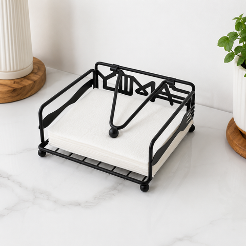 Servilletero Metálico Negro Moderno – Diseño Minimalista para Cocina y Mesa