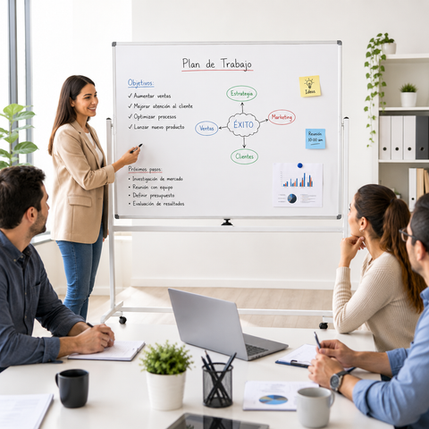 Pizarra Blanca Móvil Doble Cara 120x90 cm con Ruedas – Para Oficina, Sala de Reuniones y Clases