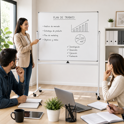 Pizarra Blanca Móvil Doble Cara 90x60 cm con Ruedas – Para Oficina, Sala de Reuniones y Clases