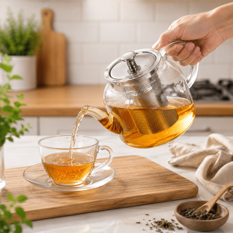 Tetera de Vidrio Borosilicato con Infusor de Acero Inoxidable | 0.8L, 1.5L y 1.8L