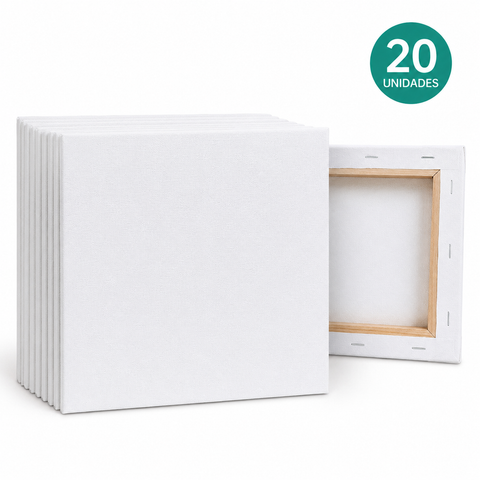 Pack 20 Bastidores de Madera con Lienzo 10x10 cm – Listos para Pintar | Acrílico y Óleo