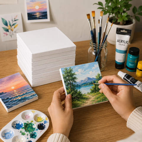 Pack 20 Bastidores de Madera con Lienzo 15x15 cm – Canvas Listo para Pintar | Acrílico, Óleo y Gouache