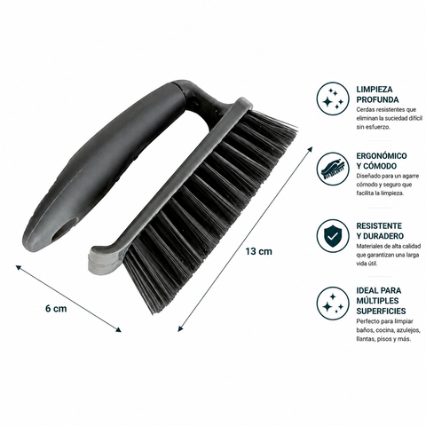 Cepillo Limpieza Multiuso con Mango Ergonómico | Cocina, Baño y Hogar | 13x6 cm