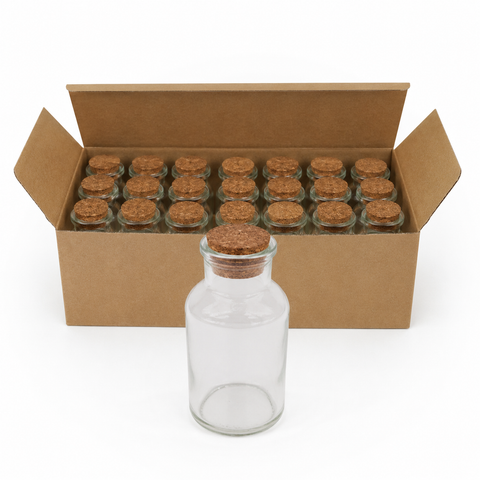 Pack 24 Frascos de Vidrio con Tapa de Corcho 150ml | Decoración y Cocina