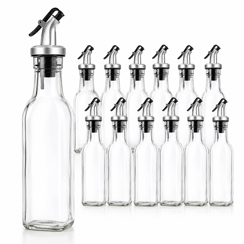 Pack 12 Botellas Dispensadoras de Aceite de Vidrio 250ml con Dosificador Antigoteo