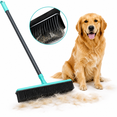 Escobillón Removedor de Pelos de Mascotas | Escoba de Goma Siliconada Mango Extensible